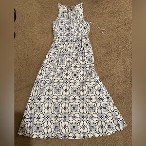 J. Crew Navy and White Maxi Dress